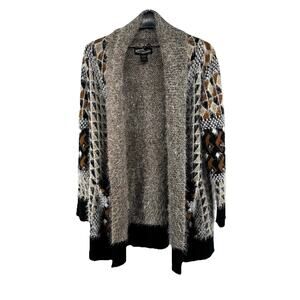Oliver Women’s Size Small Sweater Cardigan Soft Aztec Print Open Front Eyelash